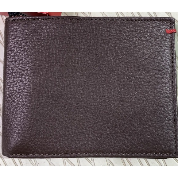 IZOD Genuine Leather Brown Bifold Wallet Cash ID Credit Card NEW 3.5x4.5" - Picture 2 of 8